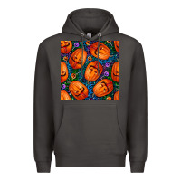 Smoke halloween pumpkin and candy seamless pattern Premium Hoodie - BundleAndBundleShop