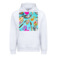 White find art class seamless pattern Urban Hoodie - BundleAndBundleShop