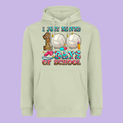 I Just Served 100 Days Of School Volleyball Heavyweight Hoodie Designed By Zillion Design Studio