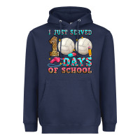 Navy i just served 100 days of school volleyball Heavyweight Hoodie - Zillion Design Studio