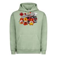 Pigment Oil Green fire truck gnomes Urban Hoodie - Artiststas