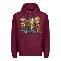 Burgundy moody before coffee longhaired cow coffee Premium Hoodie - Jasminsmagicworld