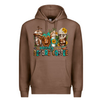 Chestnut moody before coffee longhaired cow coffee Premium Hoodie - Jasminsmagicworld