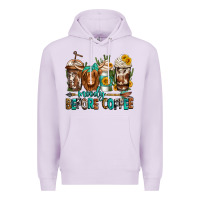 Lilac moody before coffee longhaired cow coffee Premium Hoodie - Jasminsmagicworld