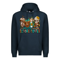 Navy moody before coffee longhaired cow coffee Premium Hoodie - Jasminsmagicworld