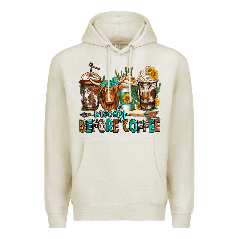 Moody Before Coffee Longhaired Cow Coffee Premium Hoodie by Jasminsmagicworld | Teevron