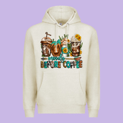 Moody Before Coffee Longhaired Cow Coffee Premium Hoodie Designed By Jasminsmagicworld