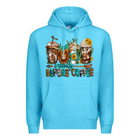 Ocean Blue moody before coffee longhaired cow coffee Premium Hoodie - Jasminsmagicworld