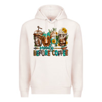 Pale Pink moody before coffee longhaired cow coffee Premium Hoodie - Jasminsmagicworld