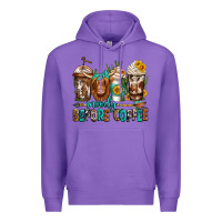 Purple moody before coffee longhaired cow coffee Premium Hoodie - Jasminsmagicworld
