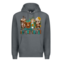 Rock moody before coffee longhaired cow coffee Premium Hoodie - Jasminsmagicworld