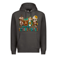 Smoke moody before coffee longhaired cow coffee Premium Hoodie - Jasminsmagicworld