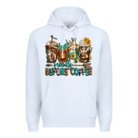 White moody before coffee longhaired cow coffee Premium Hoodie - Jasminsmagicworld