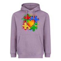Lavender autism puzzle pieces heart Heavyweight Hoodie - Zillion Design Studio