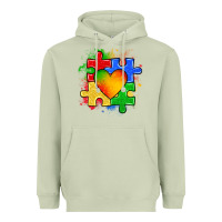 Matcha autism puzzle pieces heart Heavyweight Hoodie - Zillion Design Studio