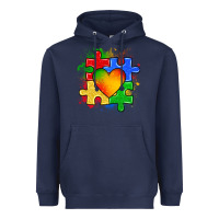 Navy autism puzzle pieces heart Heavyweight Hoodie - Zillion Design Studio