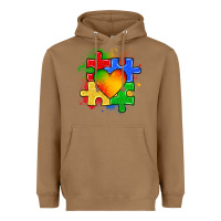 Toasted Coconut autism puzzle pieces heart Heavyweight Hoodie - Zillion Design Studio
