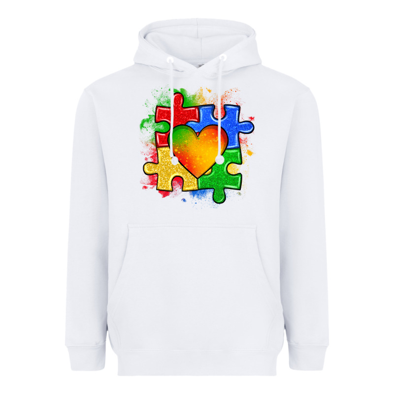 Autism Puzzle Pieces Heart Heavyweight Hoodie by Zillion Design Studio | Teevron