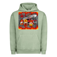 Pigment Oil Green fire truck gnomes Urban Hoodie - Artiststas