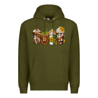 Army Green longhaired cow coffee Premium Hoodie - Jasminsmagicworld