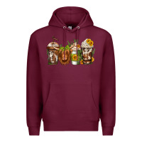 Burgundy longhaired cow coffee Premium Hoodie - Jasminsmagicworld