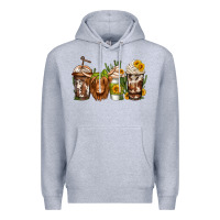 Heather Grey longhaired cow coffee Premium Hoodie - Jasminsmagicworld
