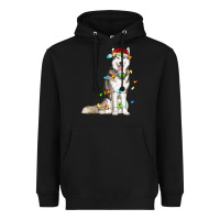 Husky Christmas Lights Heavyweight Hoodie | Teevron