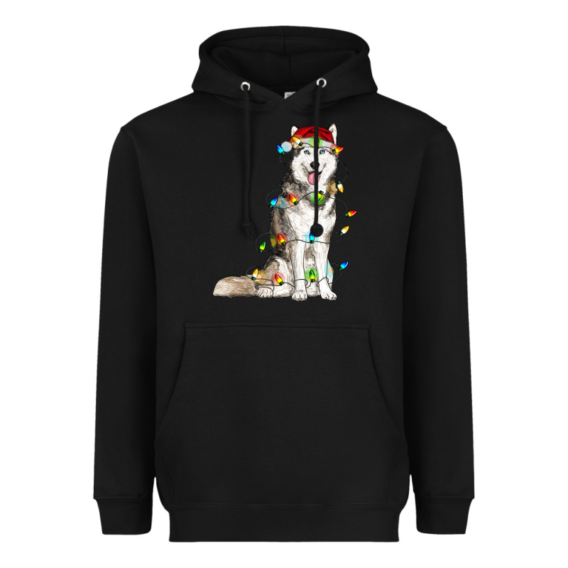 Husky Christmas Lights Heavyweight Hoodie by RanaPortraitStore | Teevron
