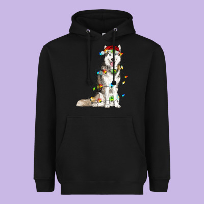 Heavyweight Hoodie Husky Christmas Lights