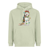 Matcha Husky Christmas Lights Heavyweight Hoodie - RanaPortraitStore