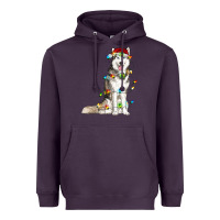 Plum Husky Christmas Lights Heavyweight Hoodie - RanaPortraitStore