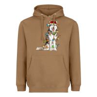 Toasted Coconut Husky Christmas Lights Heavyweight Hoodie - RanaPortraitStore