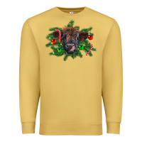 Antique Gold Christmas highland calf Premium Sweatshirt - RanaPortraitStore