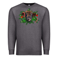 Charcoal Heather Christmas highland calf Premium Sweatshirt - RanaPortraitStore