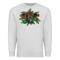 Dove Grey Christmas highland calf Premium Sweatshirt - RanaPortraitStore