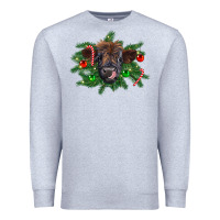 Heather Grey Christmas highland calf Premium Sweatshirt - RanaPortraitStore