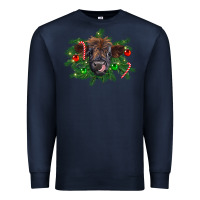 Navy Christmas highland calf Premium Sweatshirt - RanaPortraitStore