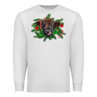 Oatmeal Heather Christmas highland calf Premium Sweatshirt - RanaPortraitStore