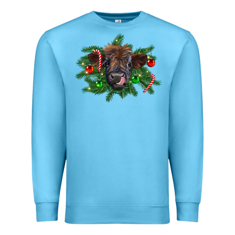 Christmas Highland Calf Premium Sweatshirt by RanaPortraitStore | Teevron