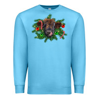 Ocean Blue Christmas highland calf Premium Sweatshirt - RanaPortraitStore