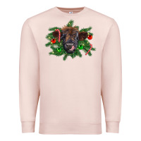 Pale Pink Christmas highland calf Premium Sweatshirt - RanaPortraitStore