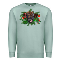 Seafoam Christmas highland calf Premium Sweatshirt - RanaPortraitStore