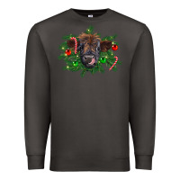 Smoke Christmas highland calf Premium Sweatshirt - RanaPortraitStore