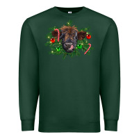 Sports Green Christmas highland calf Premium Sweatshirt - RanaPortraitStore