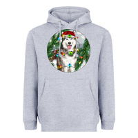 Heather Grey husky and farm ornament Heavyweight Hoodie - RanaPortraitStore