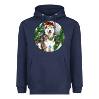 Navy husky and farm ornament Heavyweight Hoodie - RanaPortraitStore