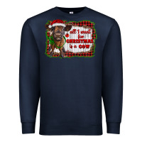 Navy all i want for christmas is a cow highland calf Premium Sweatshirt - RanaPortraitStore