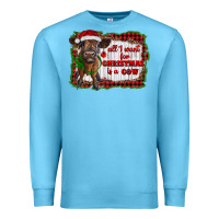 Ocean Blue all i want for christmas is a cow highland calf Premium Sweatshirt - RanaPortraitStore