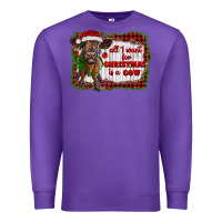 Purple all i want for christmas is a cow highland calf Premium Sweatshirt - RanaPortraitStore