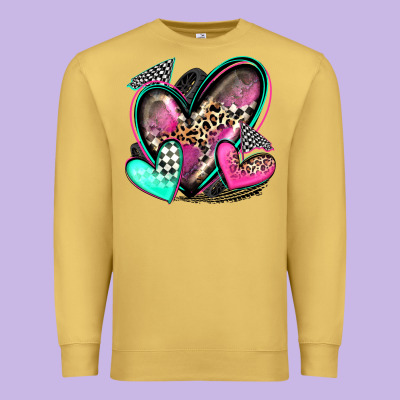 Race Hearts Premium Sweatshirt Designed By Zillion Design Studio